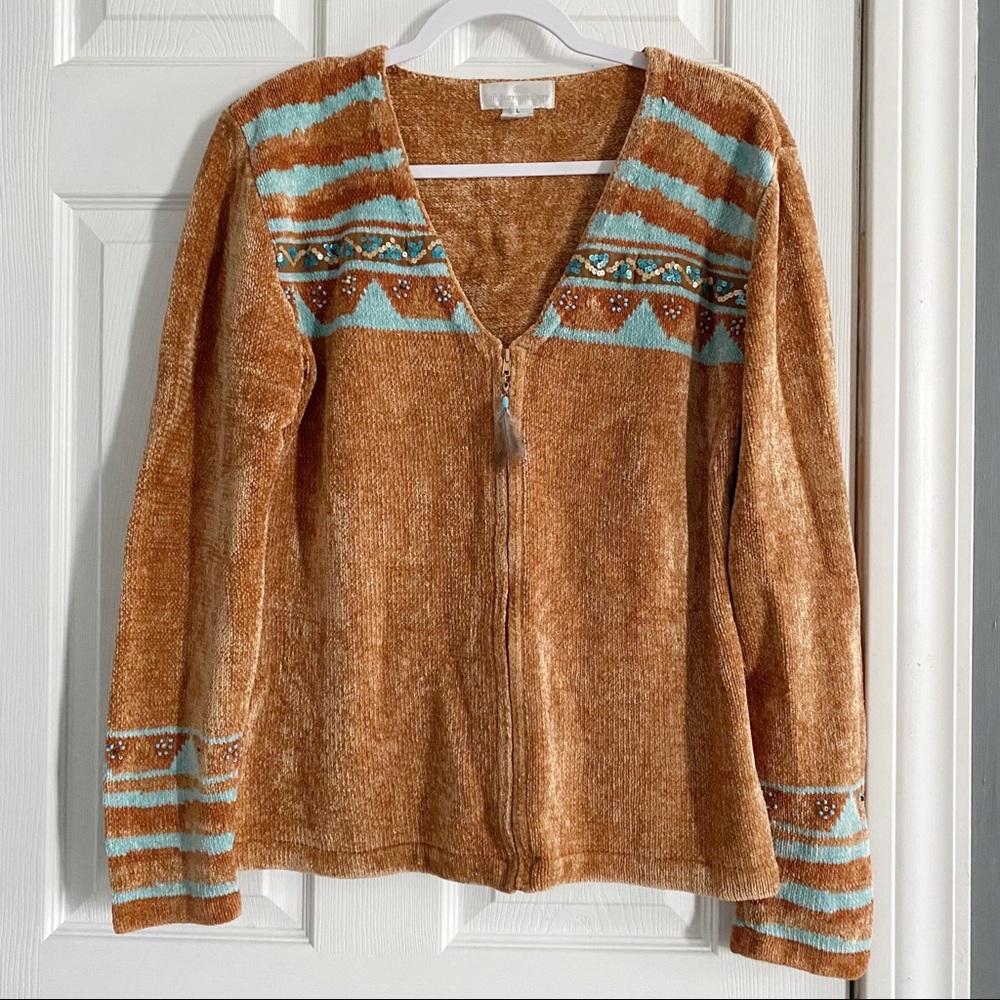 Soft surroundings western style chenille sweater
